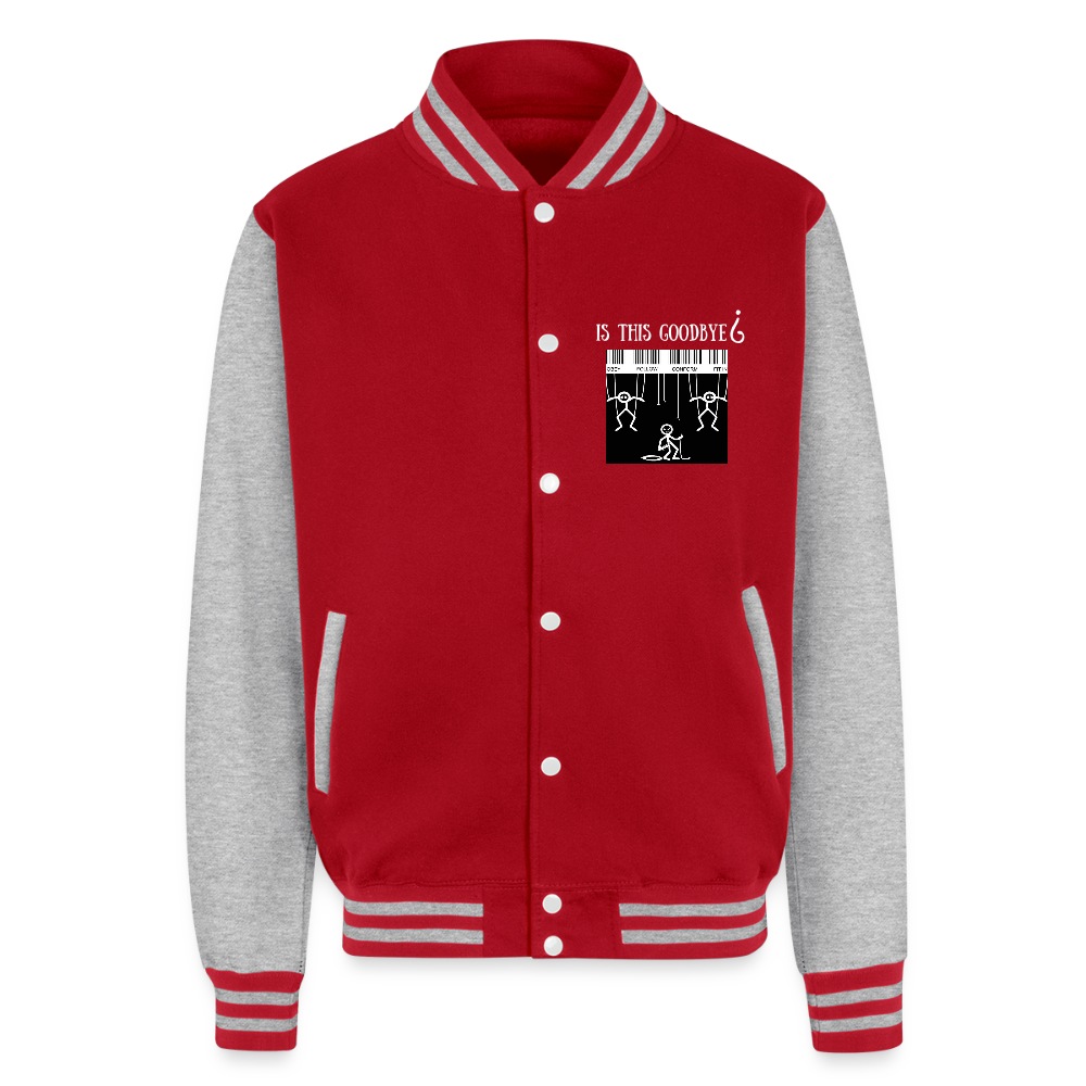 Just Hoods Heavyweight Letterman Jacket - red/heather grey