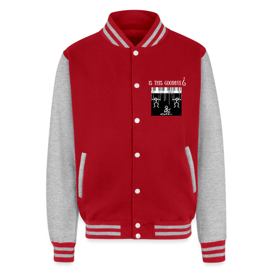 Just Hoods Heavyweight Letterman Jacket - red/heather grey