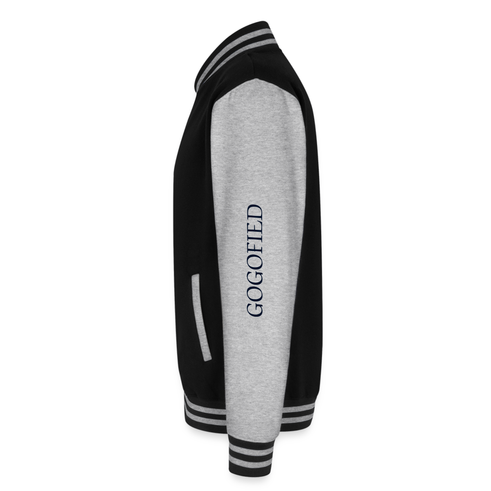 GOGOFIED OPEN Chakras Heavyweight Letterman Jacket - black/heather grey
