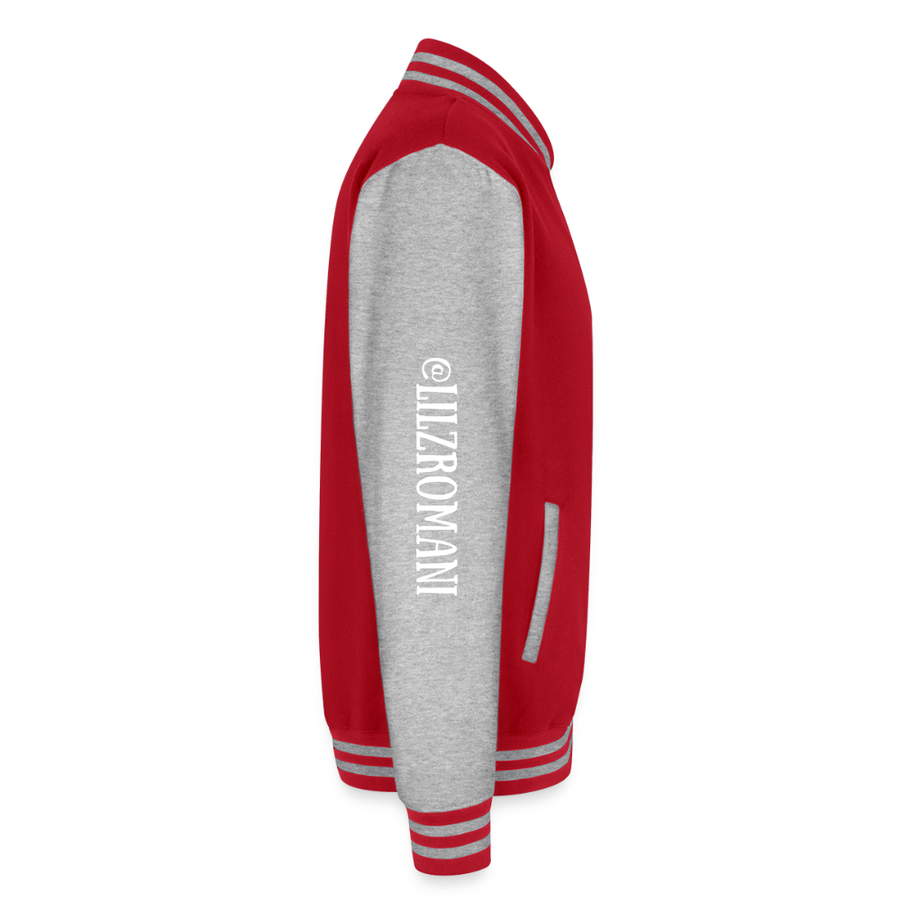 Just Hoods Heavyweight Letterman Jacket - red/heather grey