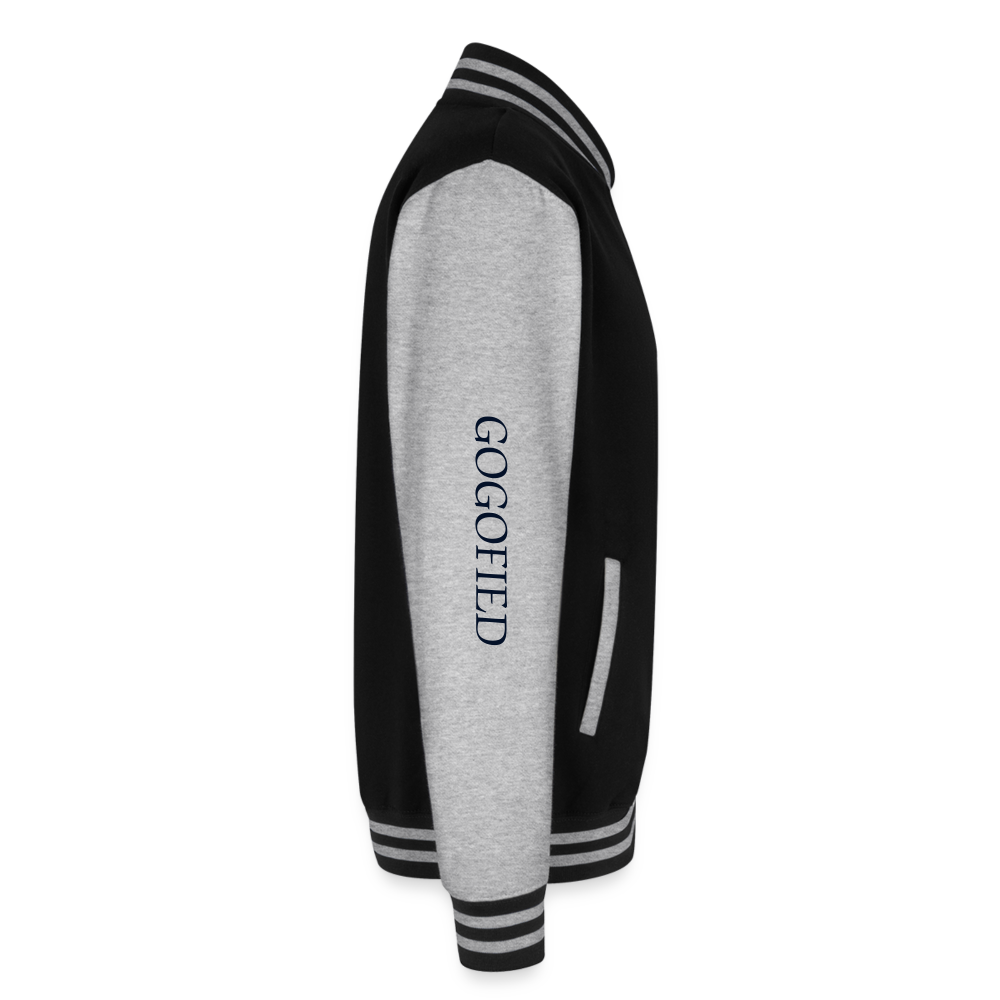 GOGOFIED OPEN Chakras Heavyweight Letterman Jacket - black/heather grey