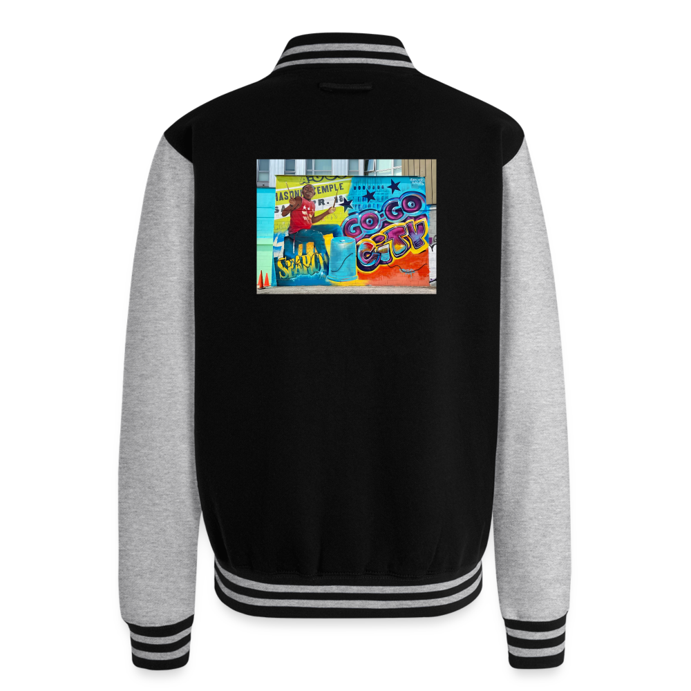 GOGOFIED OPEN Chakras Heavyweight Letterman Jacket - black/heather grey