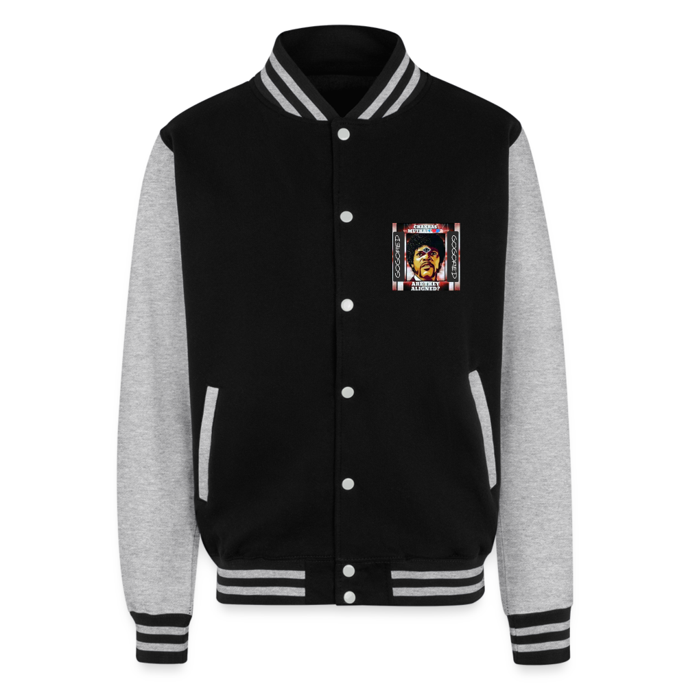 GOGOFIED OPEN Chakras Heavyweight Letterman Jacket - black/heather grey