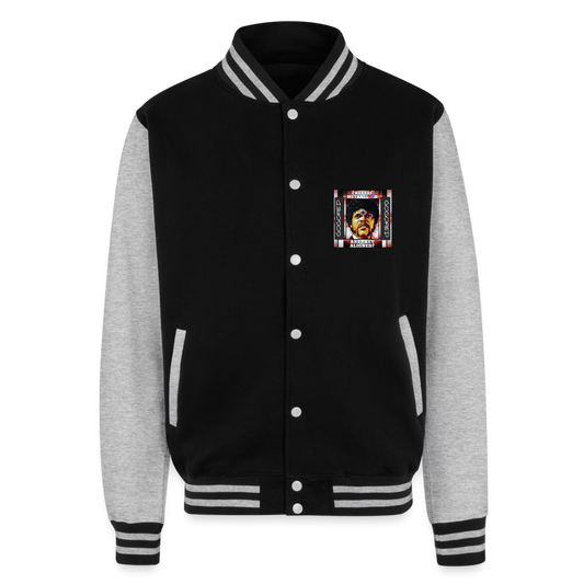 GOGOFIED OPEN Chakras Heavyweight Letterman Jacket - black/heather grey