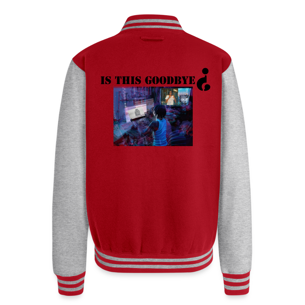 Just Hoods Heavyweight Letterman Jacket - red/heather grey